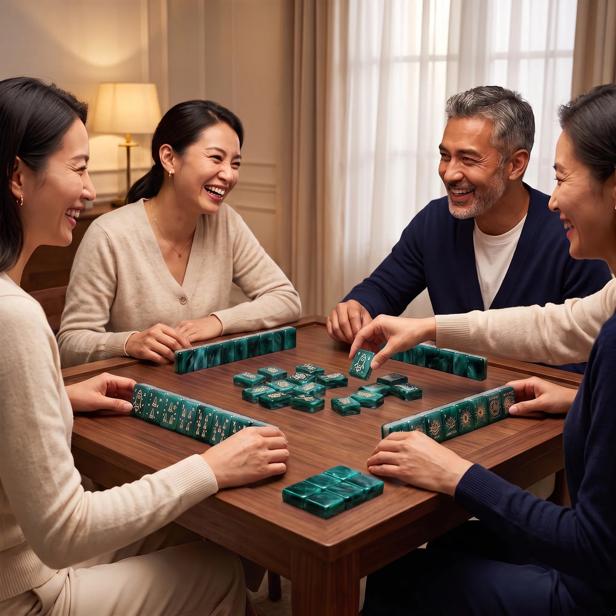 Emerald Aurora Mahjong Set
