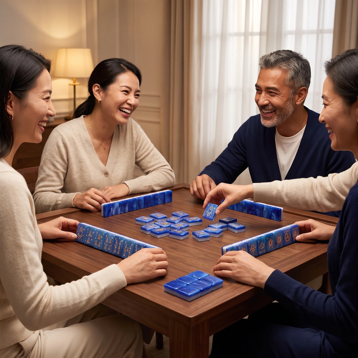 Sapphire Nebula Mahjong Set