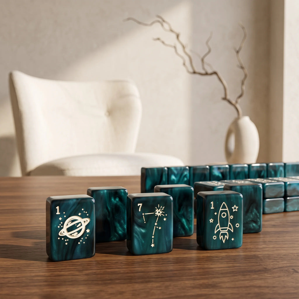 Emerald Aurora Mahjong Set