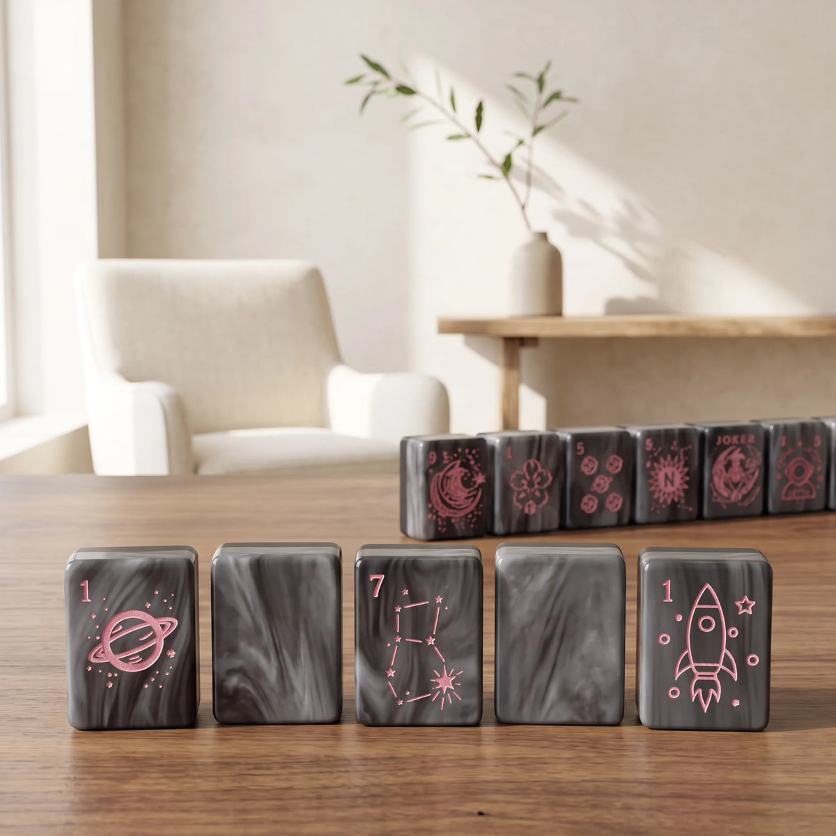 Graphite Nocturne Mahjong Set